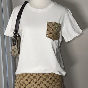 Gucci White Tee with Gold Accents